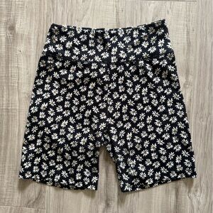 American Eagle Black Floral Bike Shorts